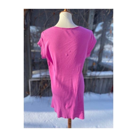 Tommy Hilfiger Sleepwear Sleep Shirt Hot Pink Ribbed Cotton 1/4 Button Up Short - Picture 2 of 9